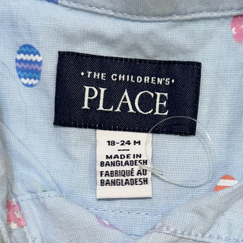 The Children's Place Light Blue Easter Shirt with Colorful‎ Egg Patterns